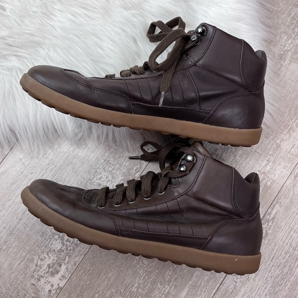 CAMPER High Top Lace Up Brown Leather Sneakers 40 - Picture 2 of 9